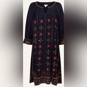 Monsoon Embroidered tunic dress in lenzing ecovero blue, size small